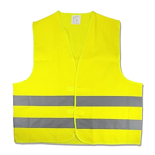 Cartrend 50130 Chaleco reflectante de averías amarillo tamaño XL, DIN EN 20471 en práctica bolsa textil con cierre de cremallera