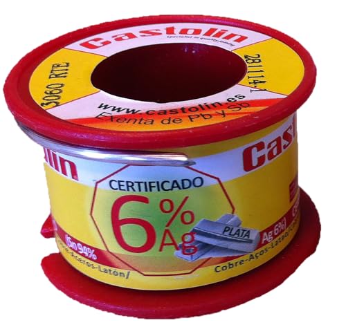 Castolin Carrete de Estaño con 6% de Plata certificada. Uso para calefacción y fontanería. 100 gr