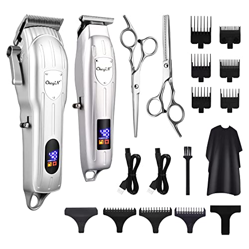 CkeyiN Cortapelos Profesional para Hombres,Recargable USB Maquina Cortar Pelo,Cortapelos Inalámbrico Batería 1200mAh Cortador Barba de Pelo Peluqueros Kit,Recortador Pelo Barba Kit Familia Peluqueros