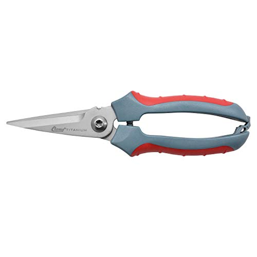 Clauss 18039 8-Inch Titanium Snips with Wire Cutter - Grey/Red