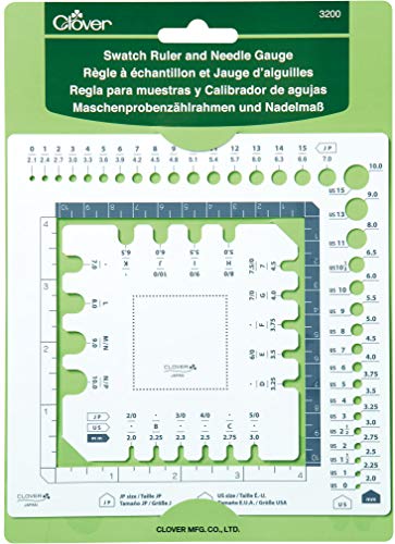 clover Regla de Muestra y medidor de Aguja, Plástico Pet, Colores Variados, 10 cm