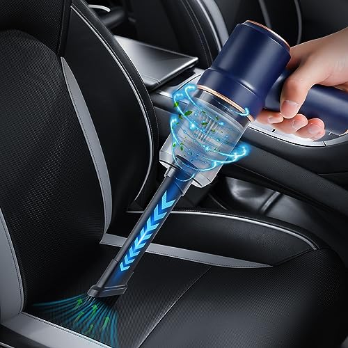 Comius Sharp Aspirador Coche, Aspiradora Sin Cable Coche, Purificador De Aire Eléctrico 3 En 1 con Cepillo De Limpieza, para Portátiles, Sofás, Coches, Equipos De Oficina (Azul)