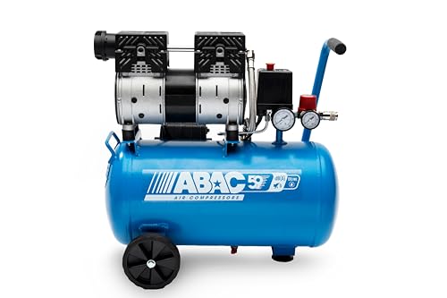 Compresor de aire silencioso EASE-AIR 24 de ABAC, compresor de aire sin aceite, presión máxima 8 bar, potencia 1 hp, Depósito 24 litros, Nivel sonoro 59 dB