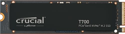 Crucial T700 1TB Gen5 NVMe M.2 SSD - Hasta 11,700 MB/s - DirectStorage Activado - CT1000T700SSD3 - Juegos, fotografía, edición y diseño de vídeo - Unidad de estado sólido interna