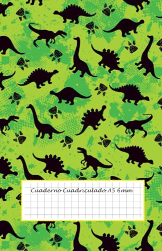 Cuaderno Cuadriculado 6mm A5: cuadricula 6x6 - 50 hojas - 100 páginas - cuaderno cuadriculado sin espiral - cuaderno cuadriculado pequeño - cuaderno ... libreta bonita pequeña - libreta dinosaurios