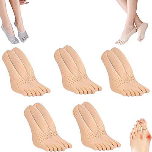 CZIRAN Projoint Calcetín de salud anti juanetes, corrector de juanetes para mujeres, calcetines de dedo del pie para mujeres transpirables calcetines de dedo del pie dividido de cinco dedos (caqui)