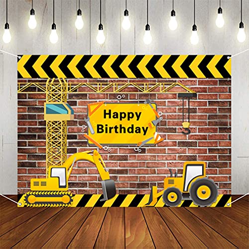 Decoración de cumpleaños para niños, obras de construcción temáticas pancartas de fiesta, 1. 2. 3 4. 5. 6. Cartel de tela de feliz cumpleaños
