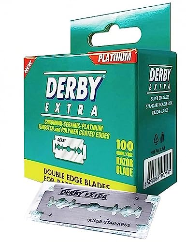 Derby Extra - unisex Cuchillas de afeitar de doble filo de seguridad – Paquete de 100 hojas