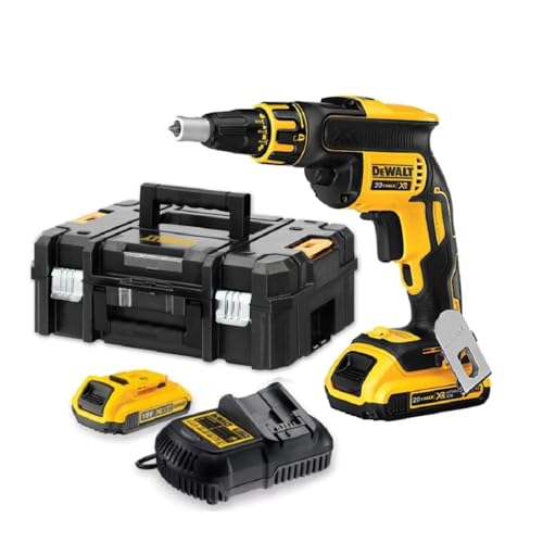 Dewalt DCF620D2-QW DCF620D2-QW-Atornillador Panel Yeso sin escobillas XR 18V con 2 baterías Li-Ion 2,0Ah con maletín TSTAK, 18 W, 18 V