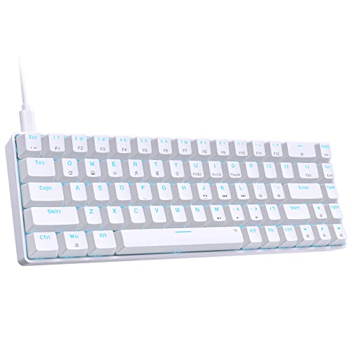 Dierya T68SE Teclado Mecánico Gaming Mini 60% Blue Switch Mechanical Keyboard con Retroiluminación LED,Cable USB-Type C,Teclado Ultra-Compacto 68 Teclas Anti-Fantasma US Layout para PC/Windows