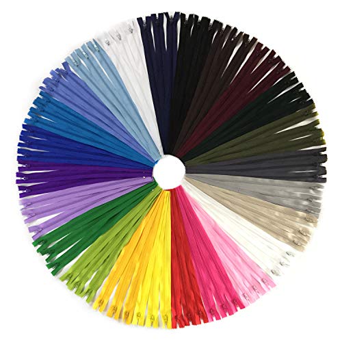 DOITEM 72pcs 40cm / 16 Pulgadas Cremalleras de Nylon Multicolor de la Bobina para Coser y Artes 24 Colores