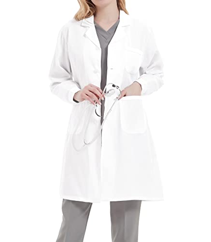 Dorimifa Mujer Bata de Laboratorio Bata Blanca Estudiantes Escuela Cosplay Uniforme Delgado S