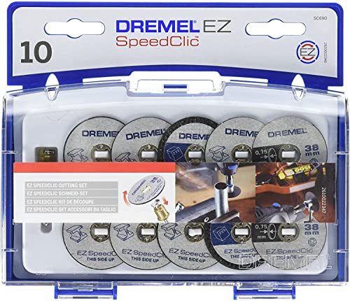 Dremel 690 EZ SpeedClic Juego de discos de corte - Kit de accesorios con 10 discos de corte para herramientas rotativas y mandril