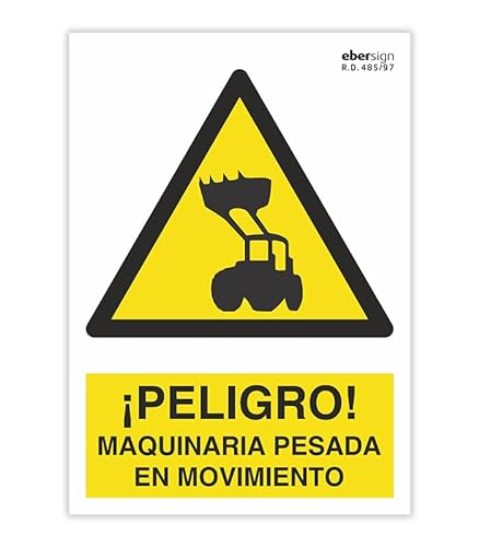 EberSign | Señal de Advertencia "¡Peligro! Maquinaria Pesada en Movimiento" (A4)