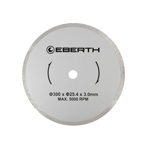 EBERTH Disco de corte de diamante para piedra, hormigón, azulejos y gres porcelánico, disco de diamante con 300 mm de diámetro, diámetro de 25,4 mm, grosor de 3,0 mm, disco de corte de diamante para