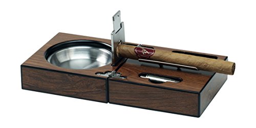 EGOIST - Cenicero plegable I Cicar Cutter, Puncher, Posa cigarro I de madera, accesorio para cigarros, elegante caja de regalo - marrón