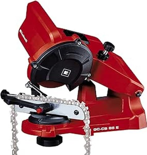 Einhell GC-CS 85 E – Afilador de cadenas de motosierra eléctrica con cable, Ralentí 5500 RPM, 85 W, 220-240 V | 50 Hz, tope de profundidad y disco de afilado, Color Rojo