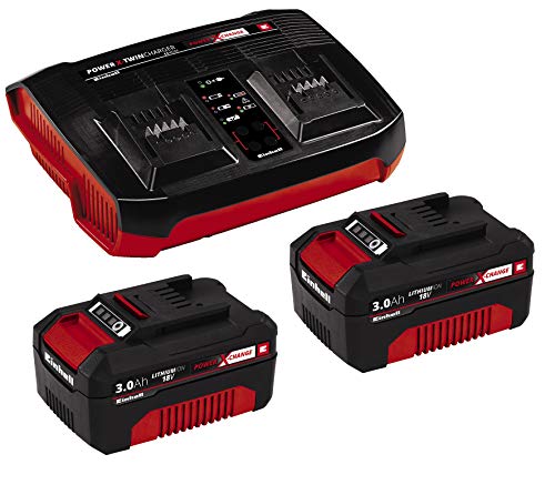 Einhell Kit de iniciación PXC: contiene 2 baterías de 3,0 Ah y el kit de cargador doble (se puede utilizar para todos los dispositivos Einhell Power X-Change)