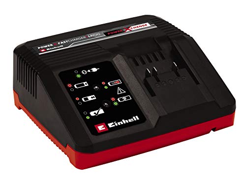 Einhell Original Cargador Power X-Fastcharger 4A Power X-Change (iones de Li, 18V, tiempos de carga cortos, superv. permanente de batería y gestión de carga inteligente, indicador LED de 6 estados)