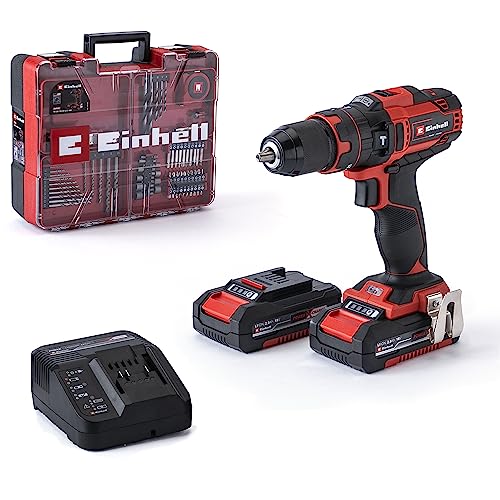 Einhell taladro atornillador percutor con batería TE-CD 18/40 Li-i +64 Power X-Change (iones de litio, 18 V, 40 Nm, electr. velocidad, máx. 24000 rpm, incl. 2x 2,0 Ah baterías, cargador y accesorios)