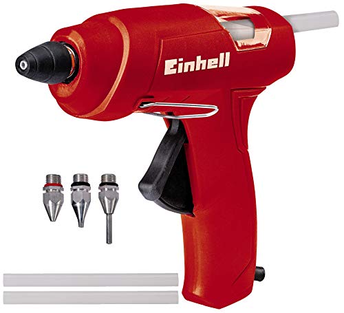 Einhell TC-GG 30 - Pistola de pegar con 3 boquillas/barras de pegamento, potencia de calefacción 200 W, 220-240 V, color rojo