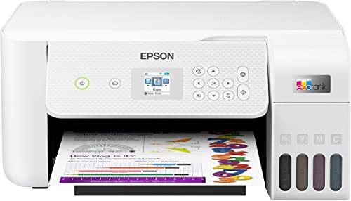 Epson EcoTank ET-2826, Impresora WiFi A4 Multifunción con Depósito de Tinta Recargable y Pantalla LCD, 3 en 1: Impresión, Copiadora, Escáner, Mobile Printing, Blanco