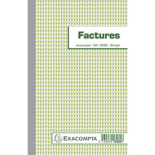 Exacompta Formulario de factura comercial, 21 x 13,5 cm, vertical, duplicado, autocopiado, 50 páginas (francés impreso)