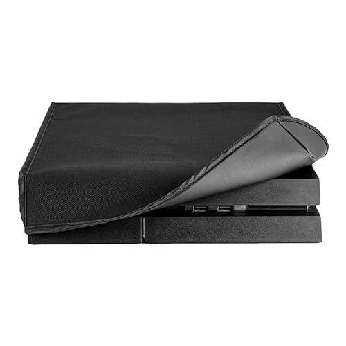 eXtremeRate Prueba de Polvo para ps4 Consola Funda Cubierta Protectora Horizontal Diseño de Doble Capa Forro Corte Preciso Fácil de Acceso los Cables Guardapolvo para ps4 Standard(Negro)