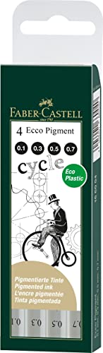 Faber-Castell 166004 - Estuche con 4 rotuladores calibrados ECCO Pigment grosores de trazo: 0.1, 0.3, 0.5, 0.7, color negro