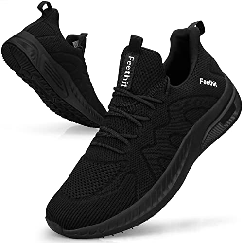 Feethit Zapatillas de Deporte Running Correr Jogging Caminar Bambas Gimnasio Fitness Atlético Tenis Trabajo Sneakers Ligeros Transpirables Zapatillas Hombre Negro 40 EU