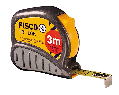 Fisco Tri-Lok - Flexómetro, clase I, con caja ABS y empuñadura de goma, de 3 m x 13 mm