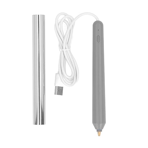 Fockety Bolígrafos de Estampado en Caliente USB, Estampación Libre, Kits de Inicio de la Pluma de la Hoja con 4 Puntas, Scrapbooking Drawing Pen, Craft Scrapbooking Tool Kits (Plata)