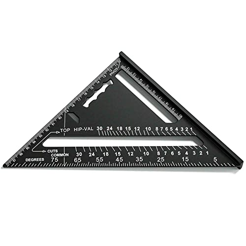 Fousenuk 180 mm Escuadra carpintero, Regla Triangular Métrica de Aluminio, Triángulo de Carpintería Engrosado 45-90 Grados, Herramientas de Carpintero para Medir, Marcar, Cortar (negro)