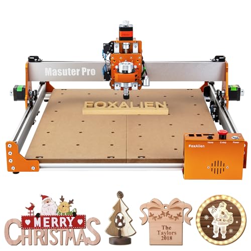 FoxAlien Máquina fresadora CNC Masuter Pro, fresadora mejorada de 3 ejes para grabado totalmente de metal para madera acrílica MDF y corte de talla de nailon