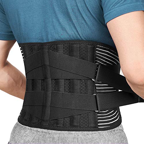 FREETOO Faja Lumbar Para Hombre y Mujer con 6 varillas de soporte, Cinturón Lumbar con Doble Ajuste, Transpirable Faja Lumbar Hombre Trabajo (M(waist:29.5''-37.4'')