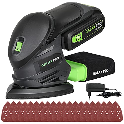 GALAX PRO Lijadora multifunción con batería Li de 20 V con bolsa para el polvo, 20 unidades, 20 V, 140 mm x 94 mm, incluye batería y cargador