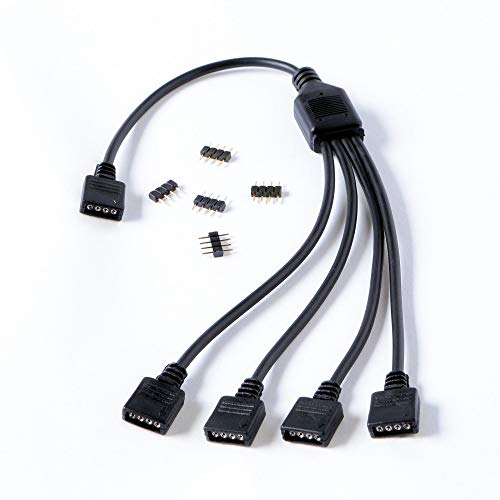 GELID SOLUTIONS Divisor RGB 1 a 4 - Compatible con ARGB, RGB Estándar de 12V y ARGB de 5V - Conecte hasta 4 Dispositivos RGB.