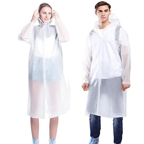 Gerhannery Chubasqueros Impermeable, 2 de Paquete Poncho de Lluvia Reutilizable con Capucha y Mangas, Hombre Mujer Ligero y Impermeable Poncho, Ropa de Agua para Viajes y Exteriores