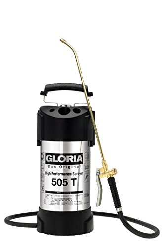 GLORIA 505 T - Pulverizador de alto rendimiento, nebulizador de jardín, 5 l de capacidad, acero inoxidable, con manómetro de aguja, 6 bar