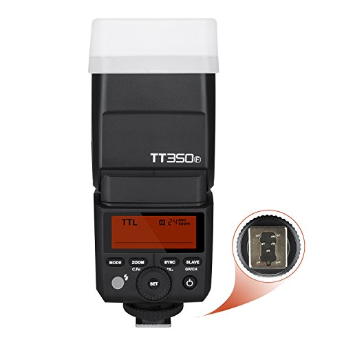 GODOX TT350F Mini TTL Flash Cámara, Flash Inalámbrico Fujifilm, Flash Electrónico TTL para Cámara Fujifilm, 2.4G GN36 HSS 1/8000s HSS Flash Speedlite Elctrónico Inalámbrico para Fuji X-Pro2, X-T20,etc