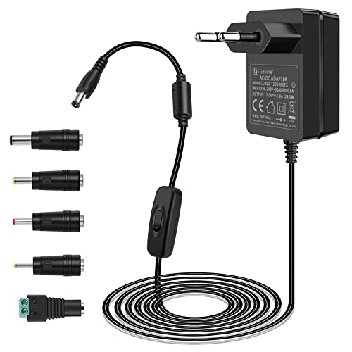 Gonine 12V Fuente de alimentación 2A 24W AC Adaptador Cargador de Pared AC 100-240V a DC 12Volt 2A 1.5A convertidor para Luces de Tira LED, cámaras CCTV, Altavoz BT, enrutador