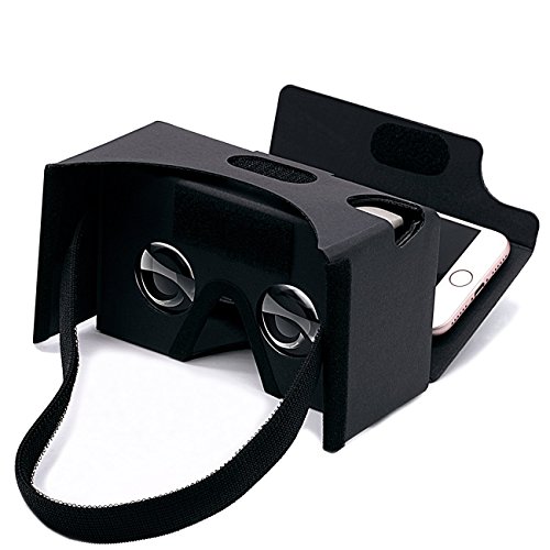 Google Gafas de Realidad Virtual 3D Headset de Carton, Carton 3-6inch DIY Pantalla Compatible con Apple y Android Smartphone (Negro)