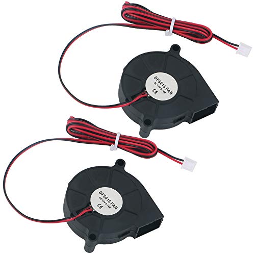 GTIWUNG 2Pcs Ventilador Turbina 12V, Ventilador de Enfriamiento DC con Cable de 1M, Ventilador de Refrigeración Sin Escobillas para Impresora 3D 50 x 50 x 15 mm 5015, (Negro)