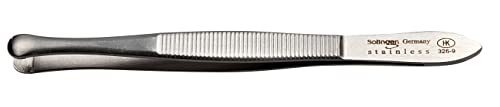 HANS Kniebes - Pinzas para cejas redondas (acero inoxidable hipoalergénico, fabricadas en Alemania)