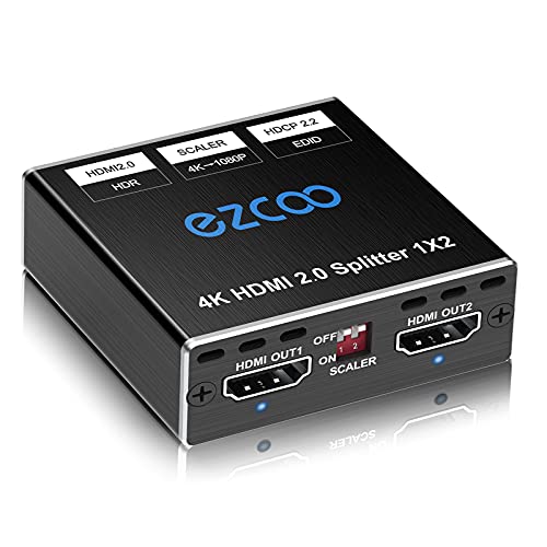 HDMI Splitter 1 in 2 out 4K 60Hz 1080P 120Hz PS5 D-olby Vision Atmos Divisor HDMI HDCP Scaler 4K 1080P EDID Switch, USB Power