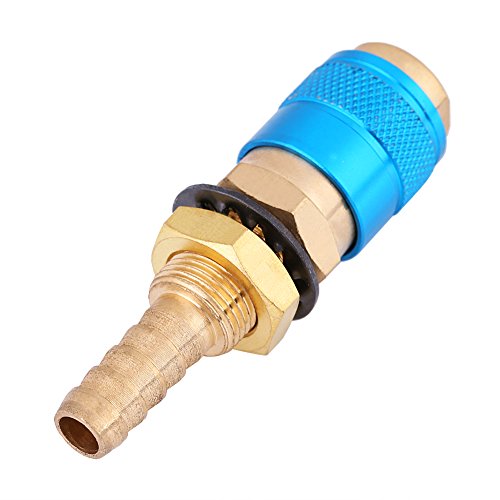 Hilitand Enfriador de agua y adaptador de gas Conector de manguera de latón rápido para la antorcha de soldador MIG TIG(Azul)