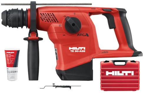 Hilti 2173217 Martillo combinado a batería TE 30-A36 (36V, 3.6 J, SDS Plus, Tareas de perforación y cincelado en hormigón. Sistema AVR. Diámetro:4-28 mm. 5,1 kg. Incluye maletín. No incluye batería)