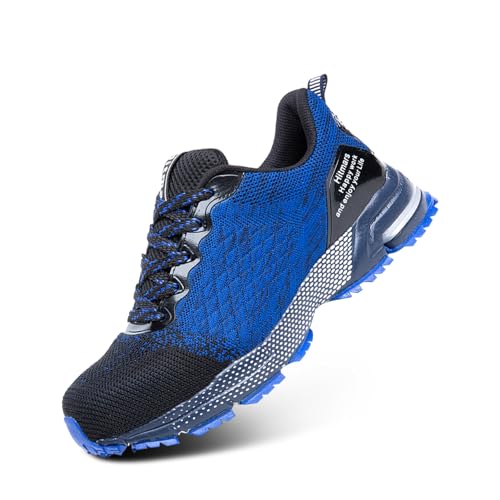 Hitmars Zapatos de Seguridad para Mujer Hombre Zapatos de Trabajo Hombre Puntera de Acero Zapatillas de Seguridad S1p S1 S2 S3 SRC Ligero Deportivas 1 Azul 42