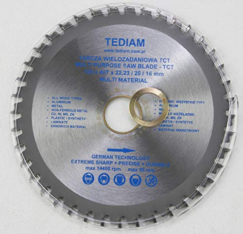 Hoja de sierra circular universal premium de 125 x 22,2 mm para muchos materiales diferentes con 40 dientes TCT