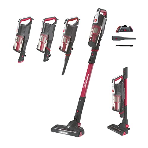 Hoover HF522LHM H-Free 500 Lite HF522LHM-Aspiradora Escoba sin Cable, almacenaje 69cm, batería extraíble 45mins, Motor Directo por impulsos, ciclónico, Set Completo Accesorios, Rojo, 0.45 litros